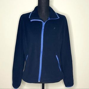 Nautica Women's Fleece Navy Blue Jacket Medium